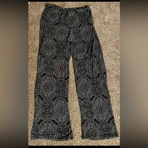Black Paisley Wide-Leg Pants - Women's Comfortable Pull-On